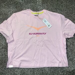 Hoka Pink T-Shirt with Orange and Purple Accents